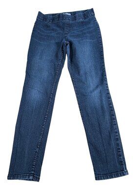 Chicos Platinum Straight-Leg Jeans Size 1.5R (10) Stretch Cotton Blend Dark Wash